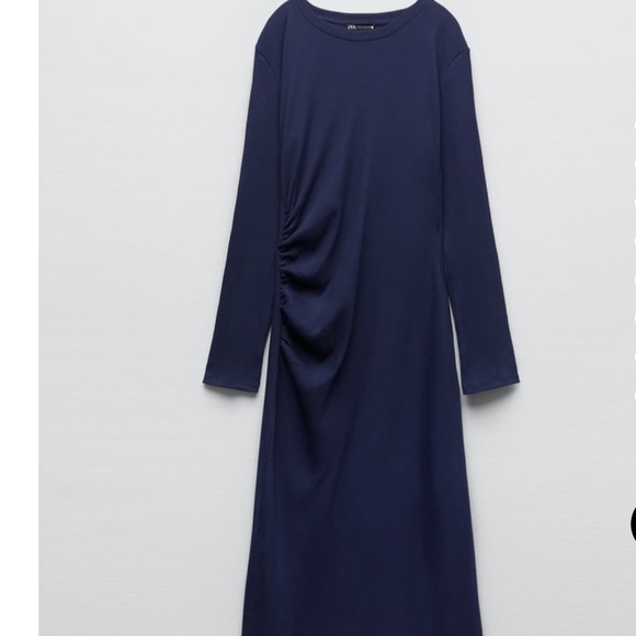 **SOLD**Navy/Blue Ruched Dress - Picture 4 of 5